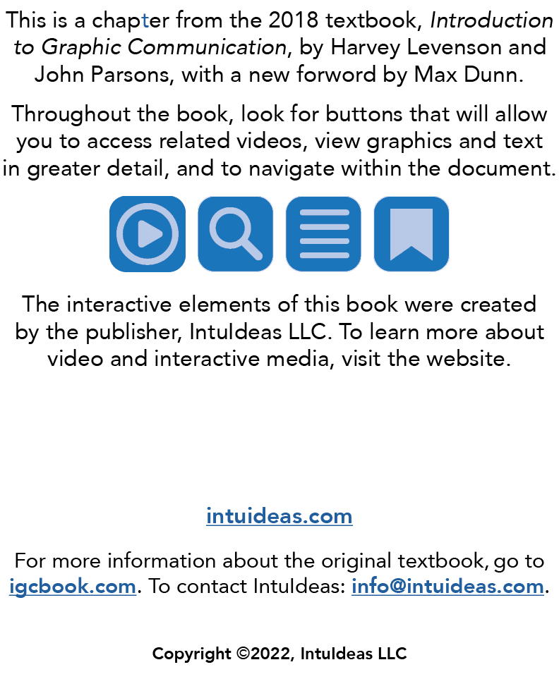 This is a chapter from the 2018 textbook, Introduction to Graphic Communication, by Harvey Levenson and John Parsons,...